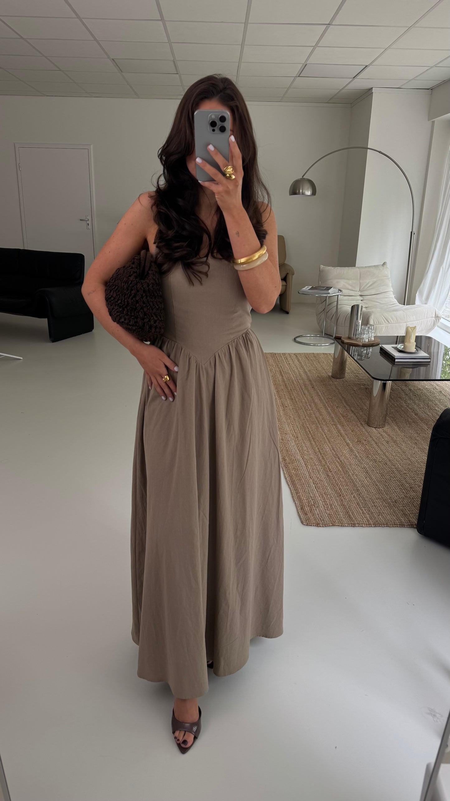 LINNEN MAXI DRESS - TAUPE