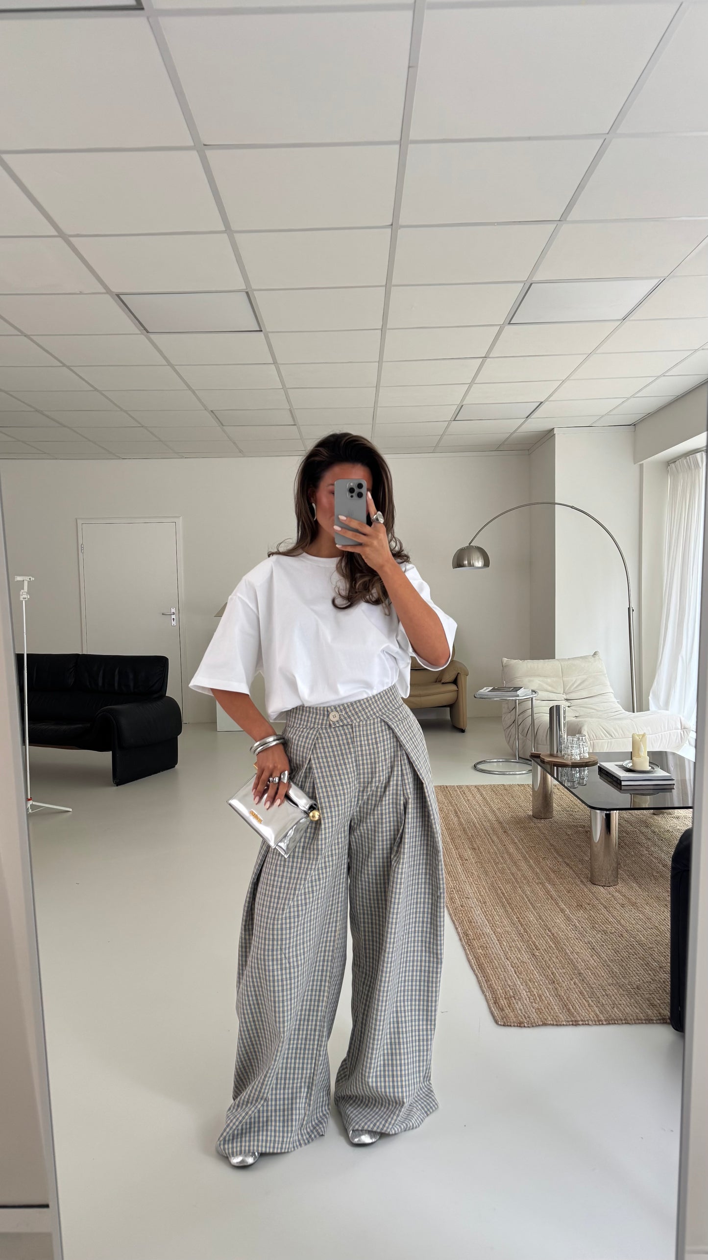 CHECKERED PANTS - BLUE/BEIGE