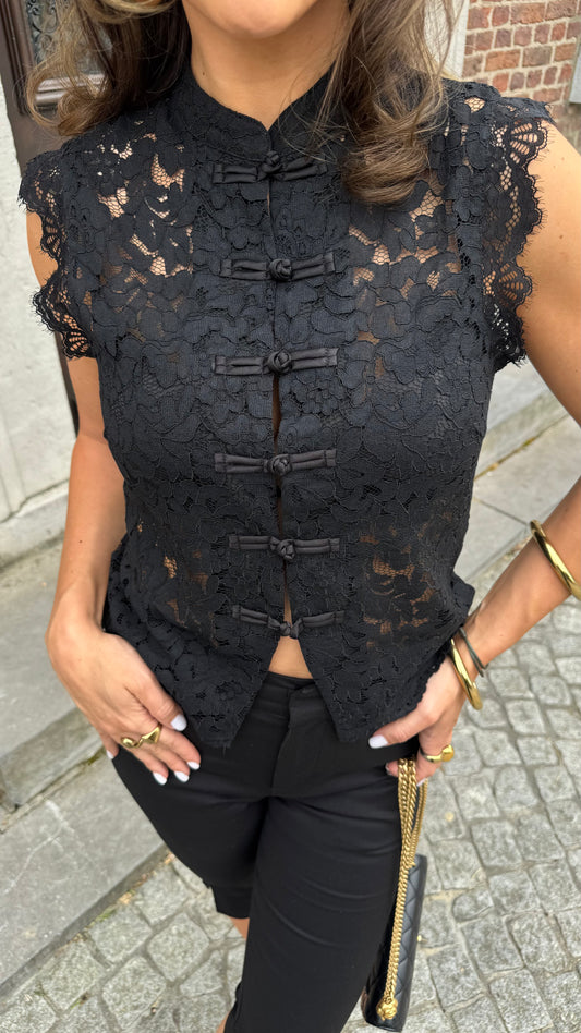 DETAILED LACE TOP - BLACK
