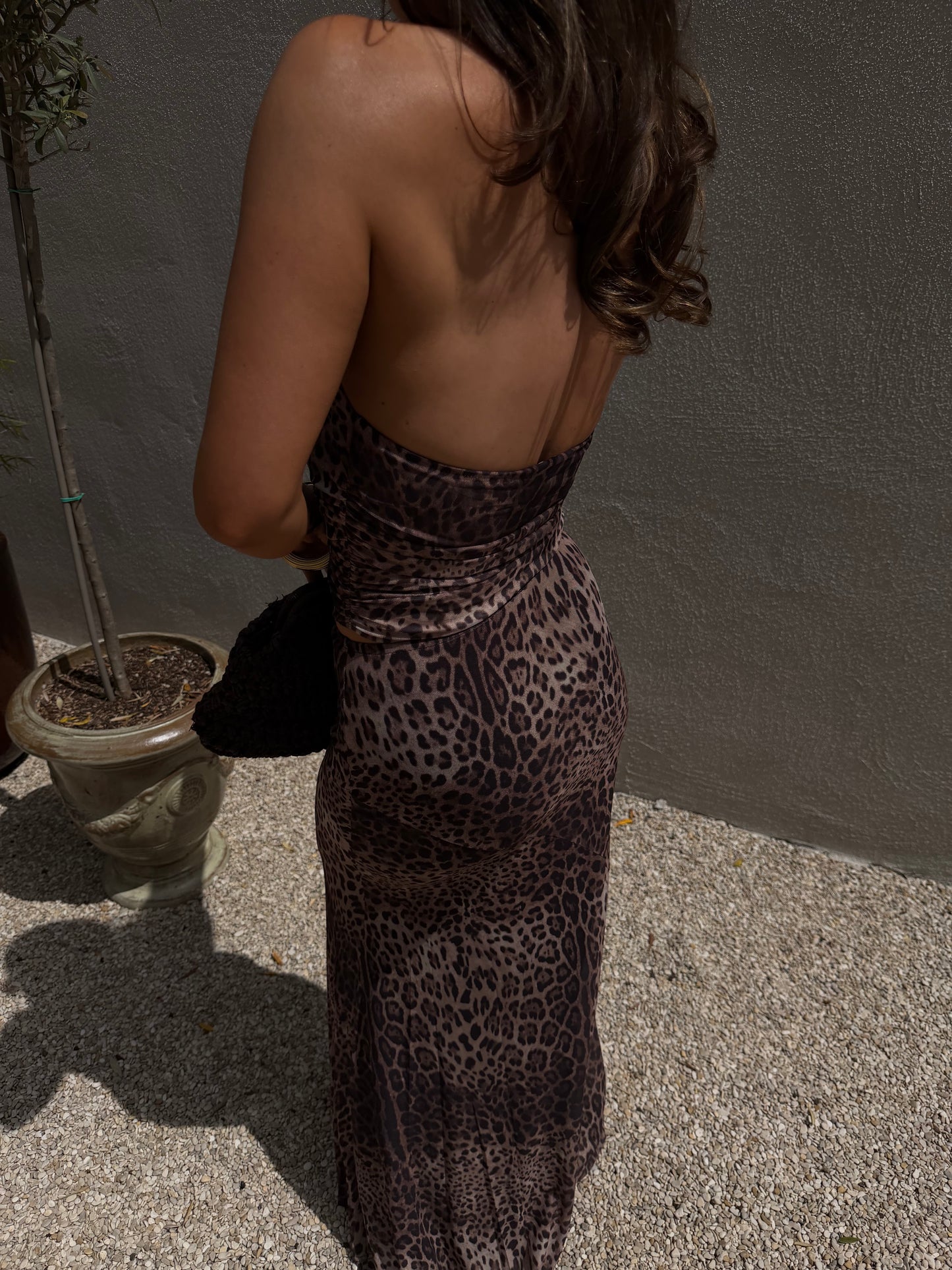 HALTER MESH TOP - LEOPARD