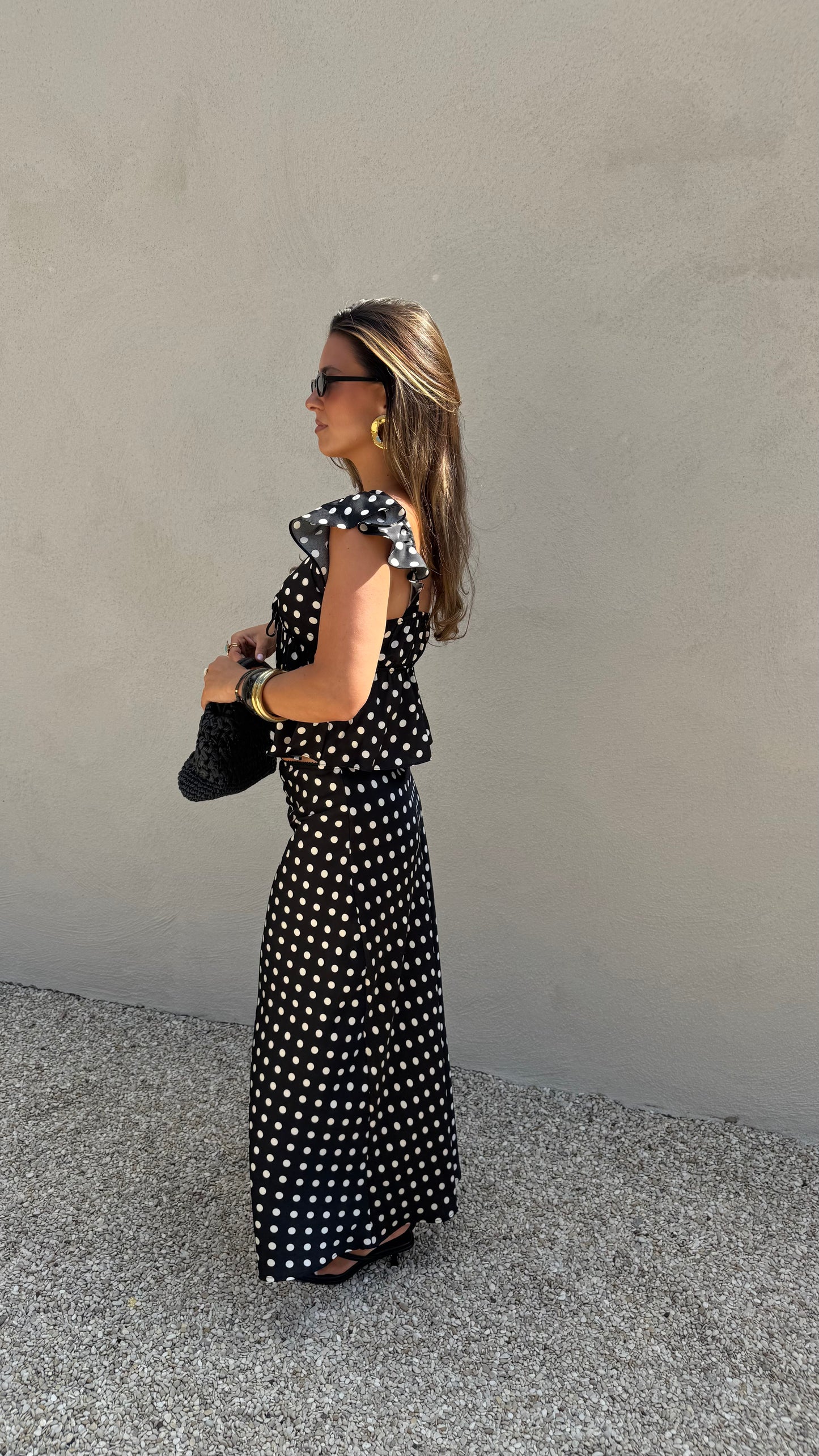 POLKADOT TOP - BLACK