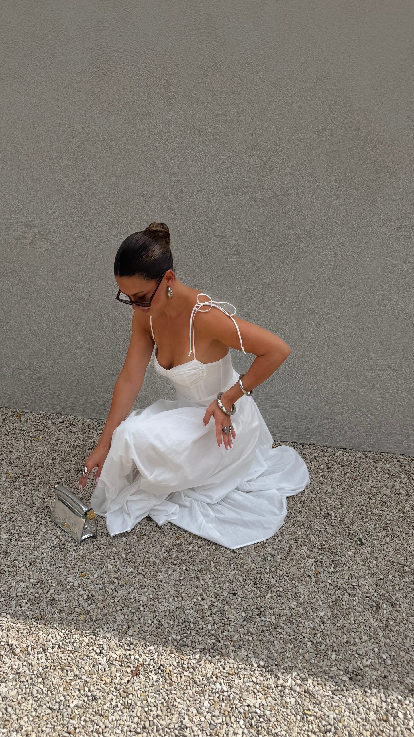 BUSTIER MAXI DRESS - WHITE
