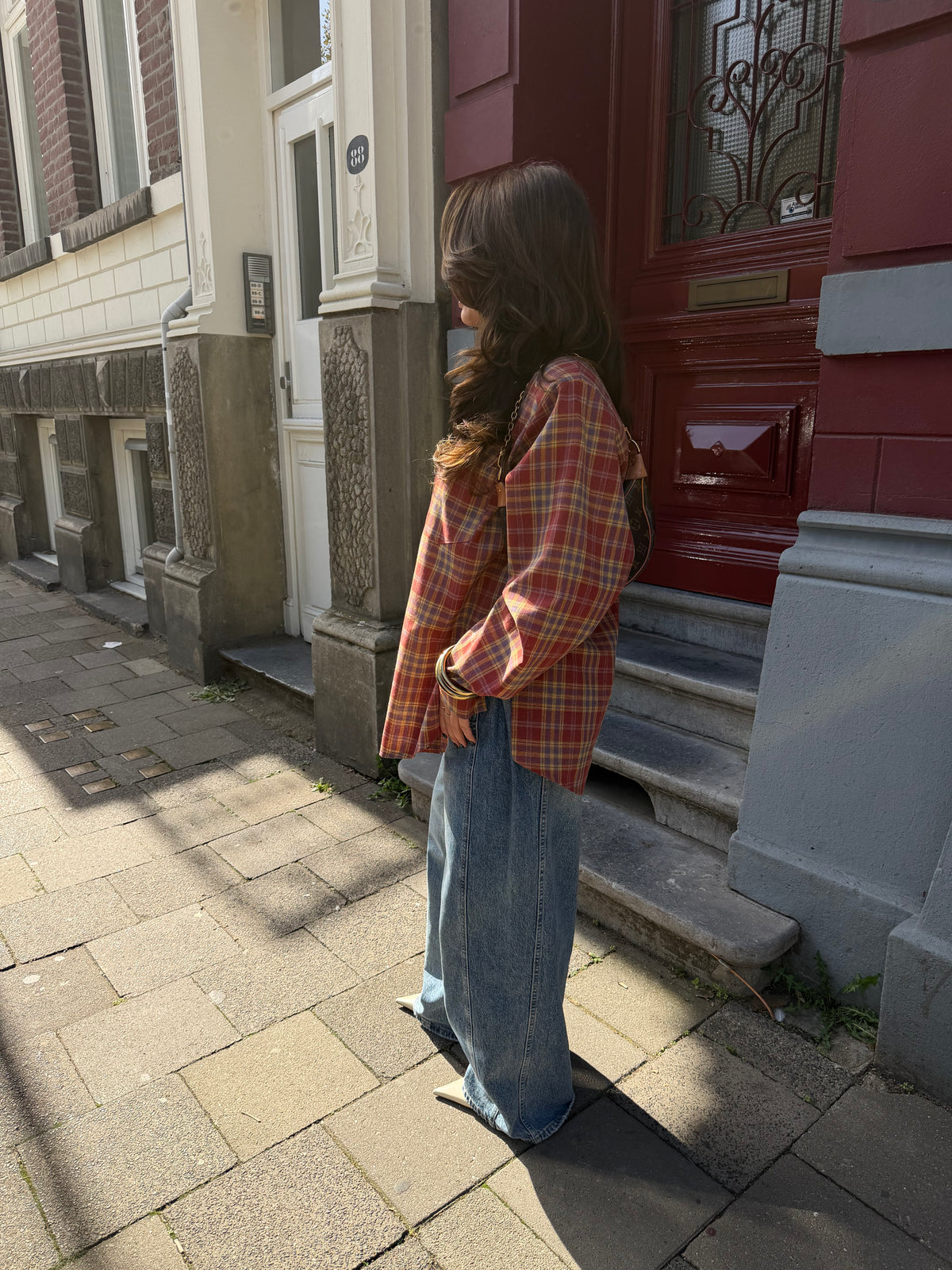 DETAILED WIDE LEG JEANS - BLUE