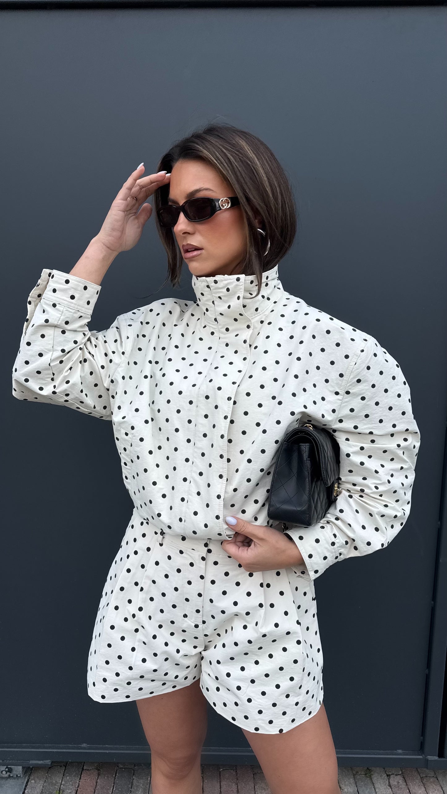 CROPPED BOMBER POLKADOT