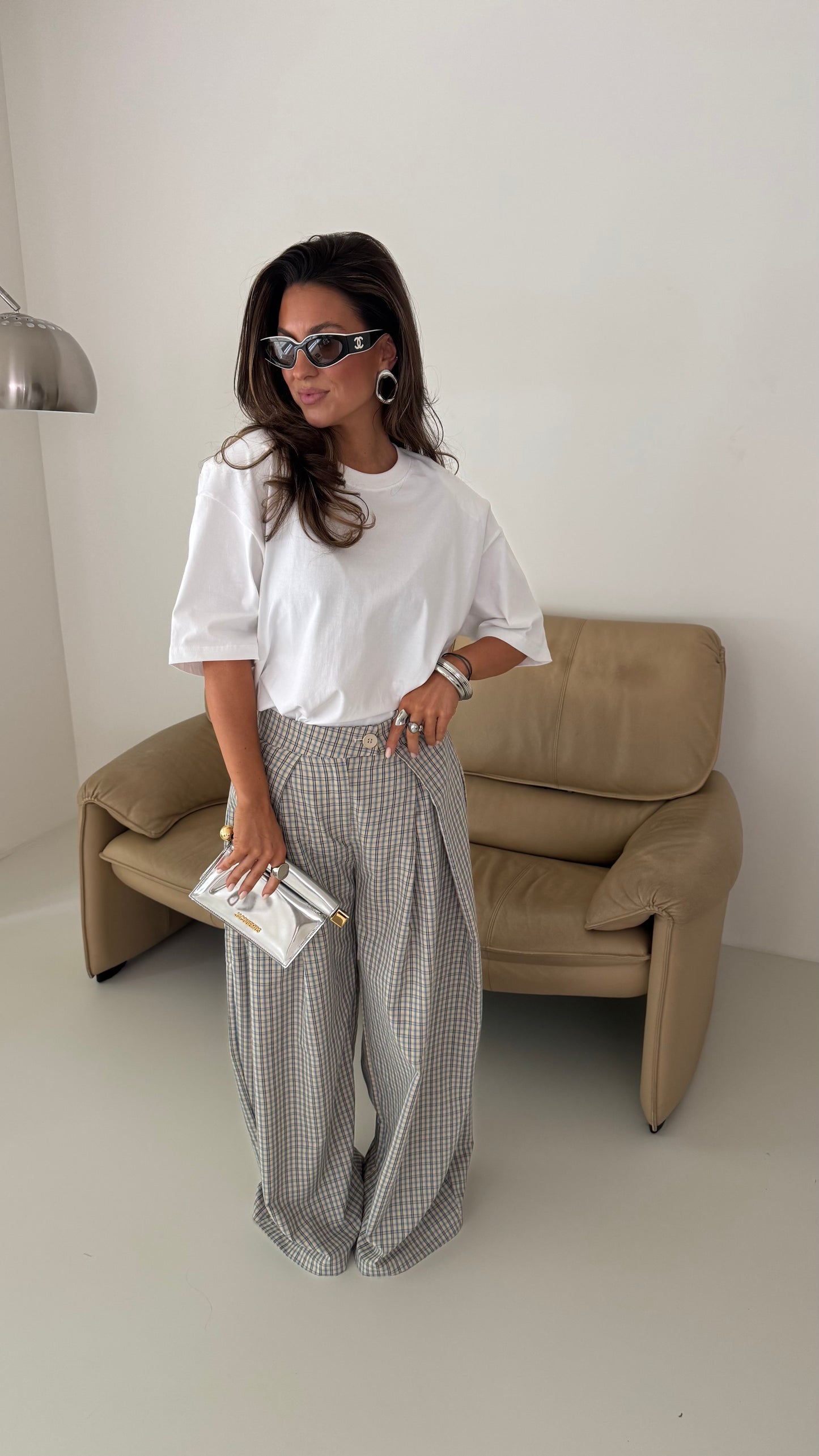 CHECKERED PANTS - BLUE/BEIGE