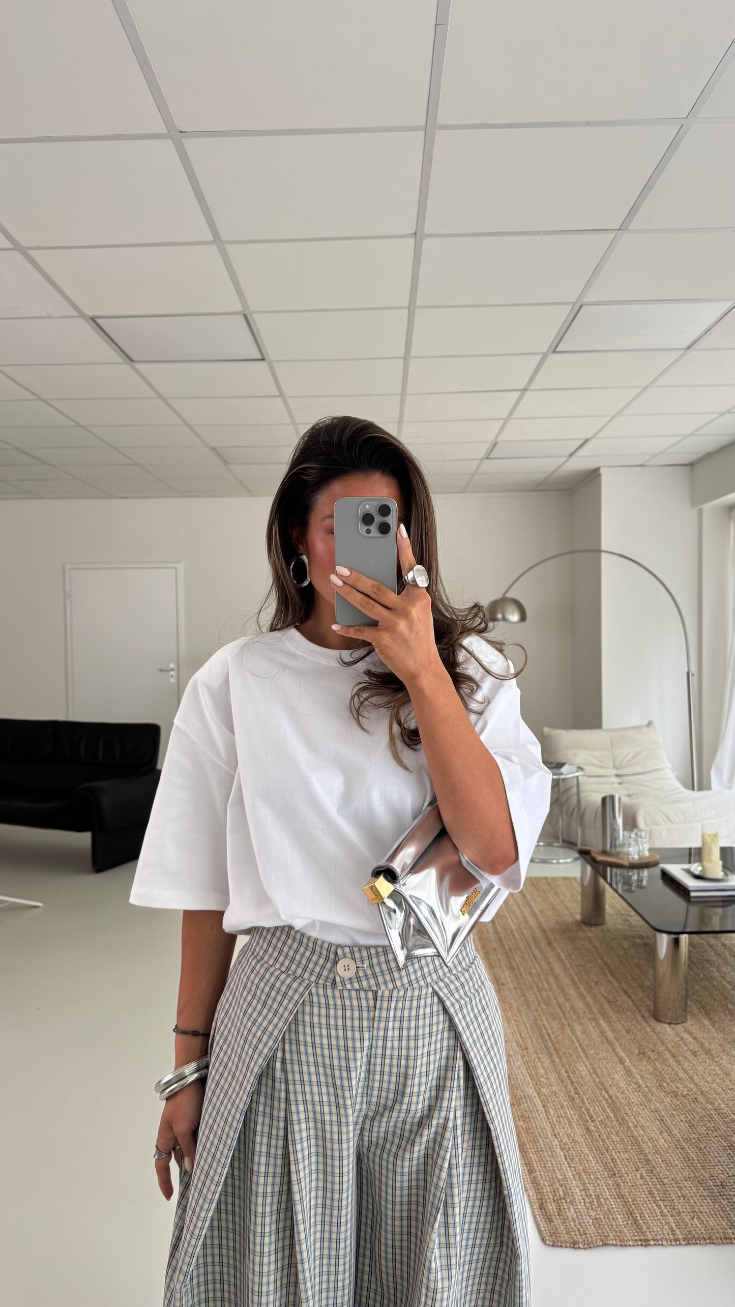 T-SHIRT WITH SHOULDER PADS - WHITE