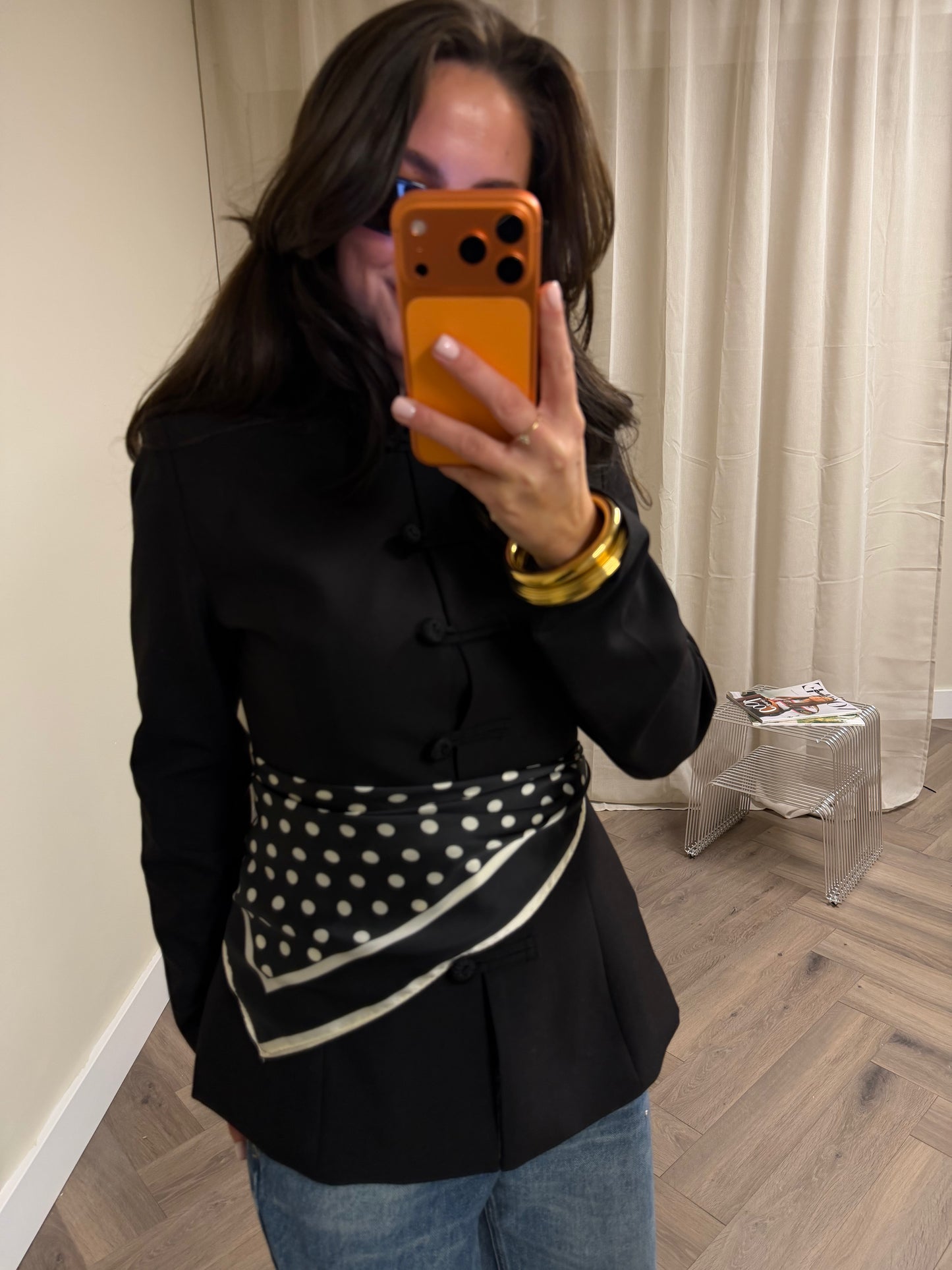 POLKADOT SCARF - BLACK