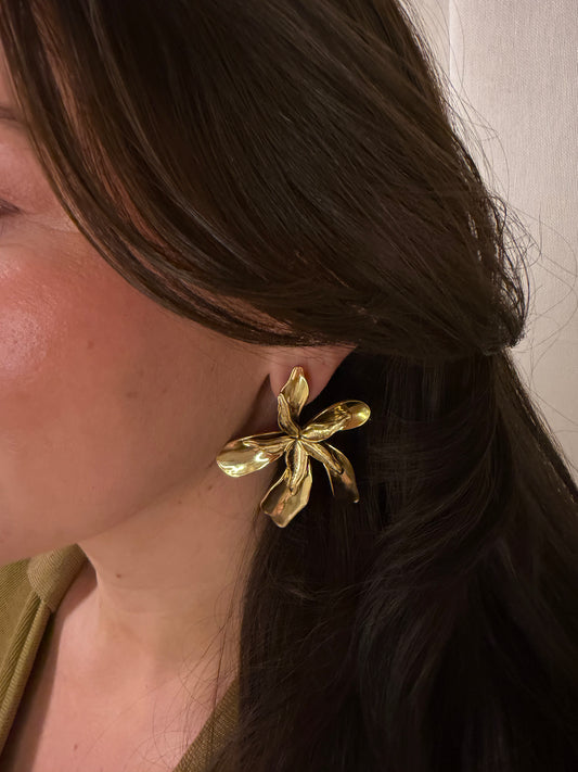 BIG FLOWER EARRING - GOLD