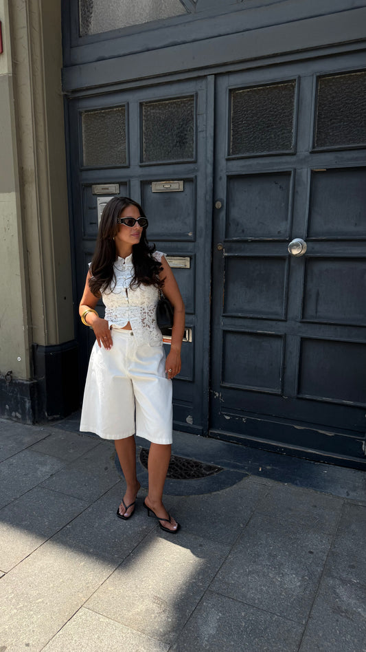 JEANS JORT - WHITE