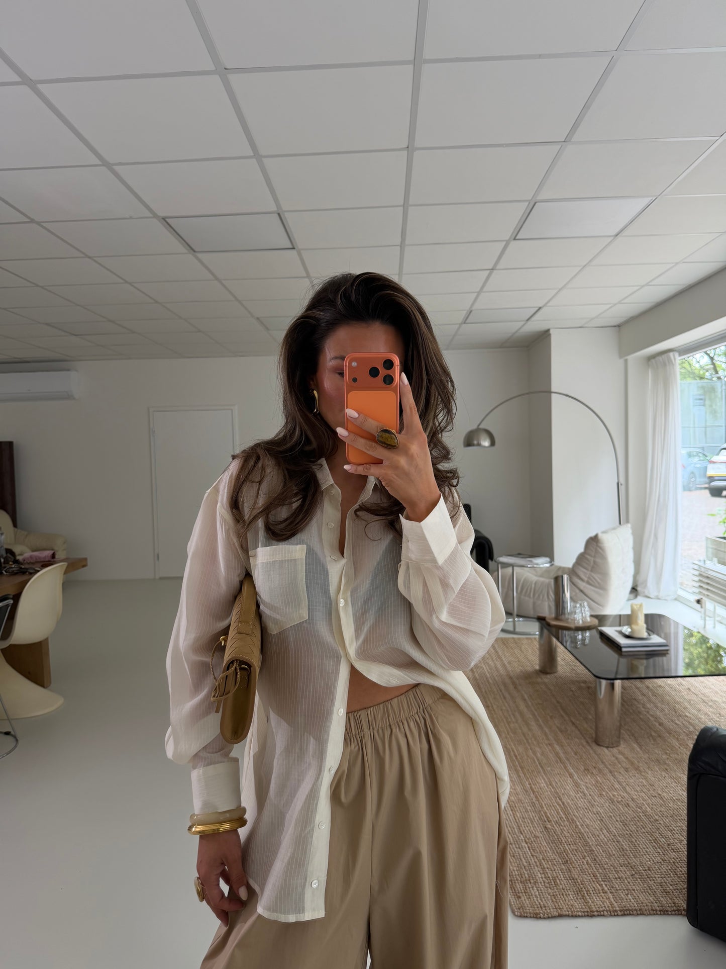 OVERSIZED SHEER BLOUSE - CREME