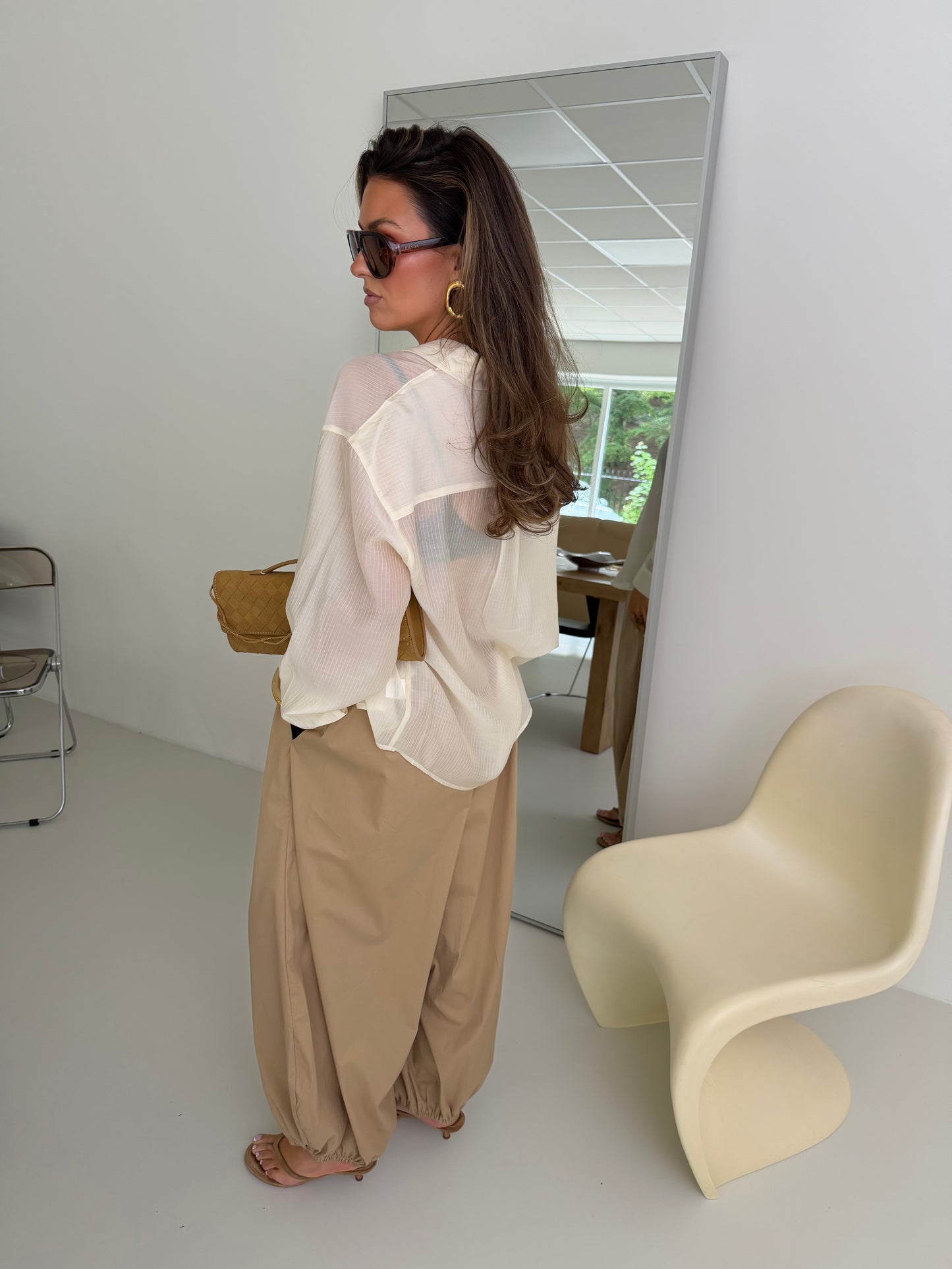 OVERSIZED SHEER BLOUSE - CREME