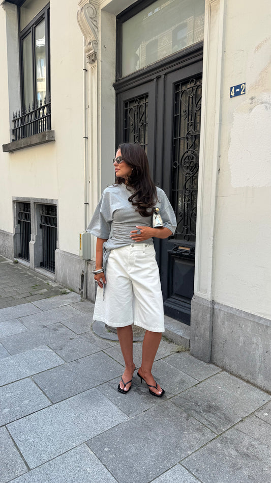 JEANS JORT - WHITE