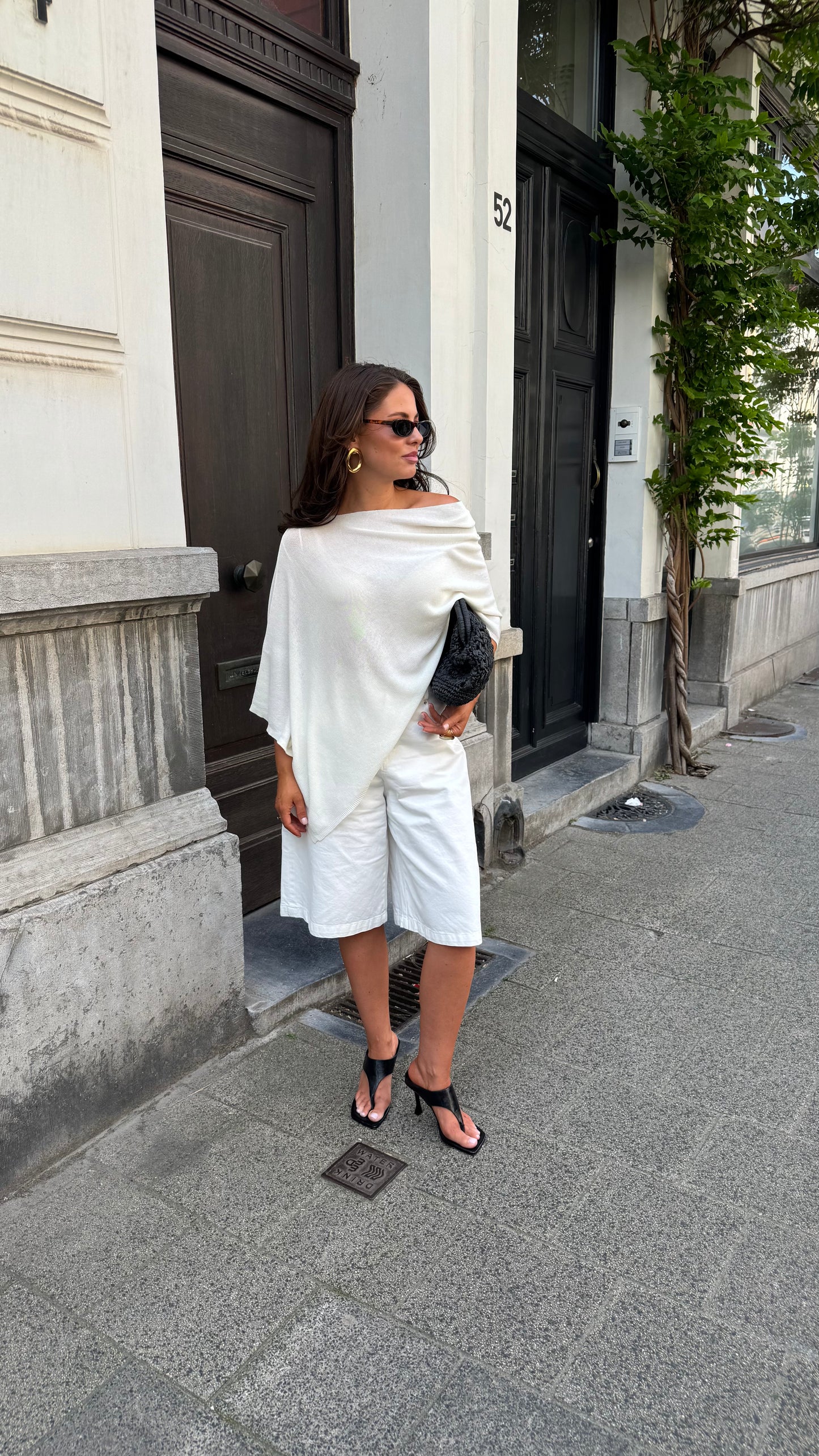 KNIT OFF SHOULDER TOP - CREME
