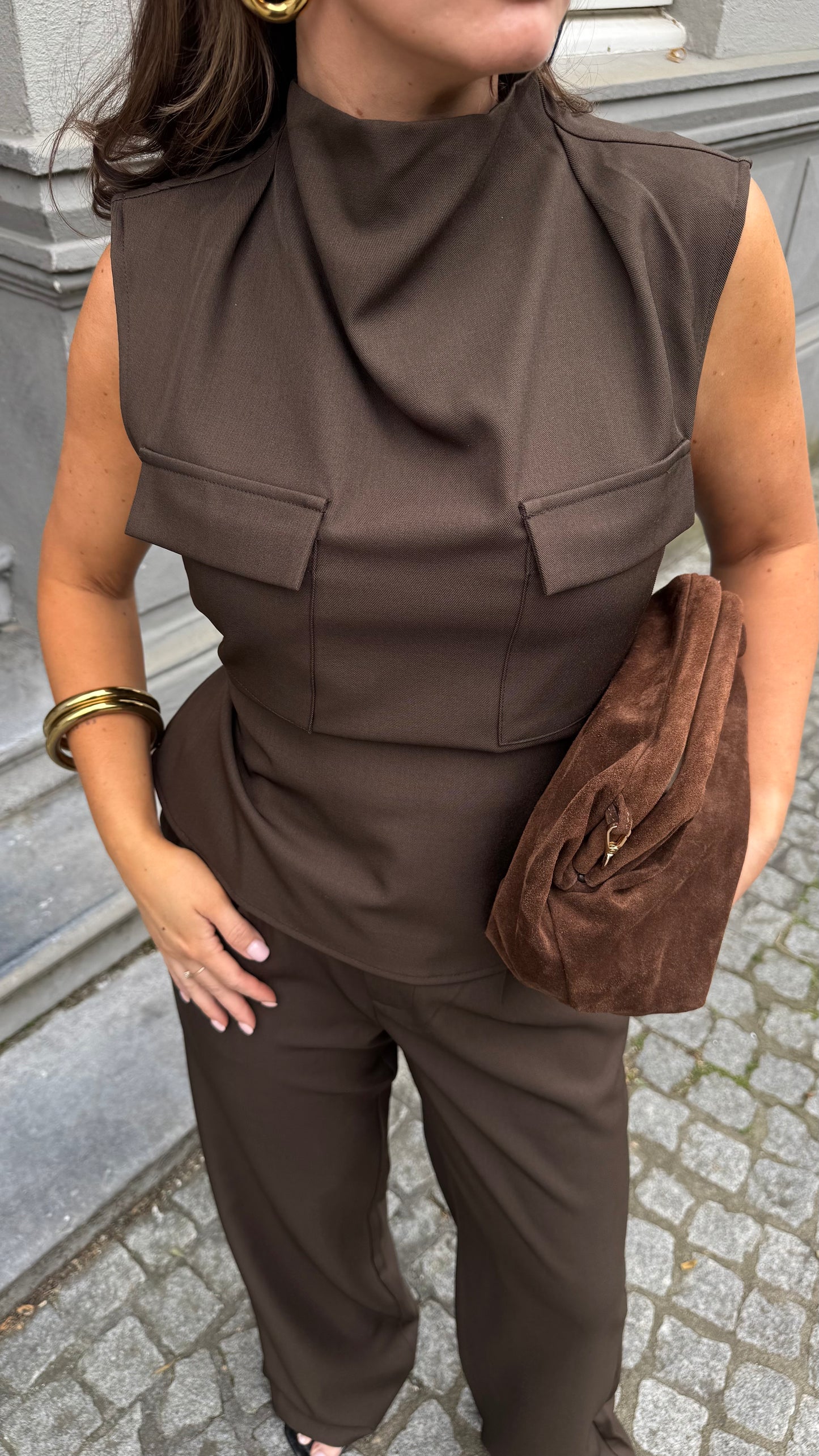 STRAIGHT LEG PANTALON - BROWN