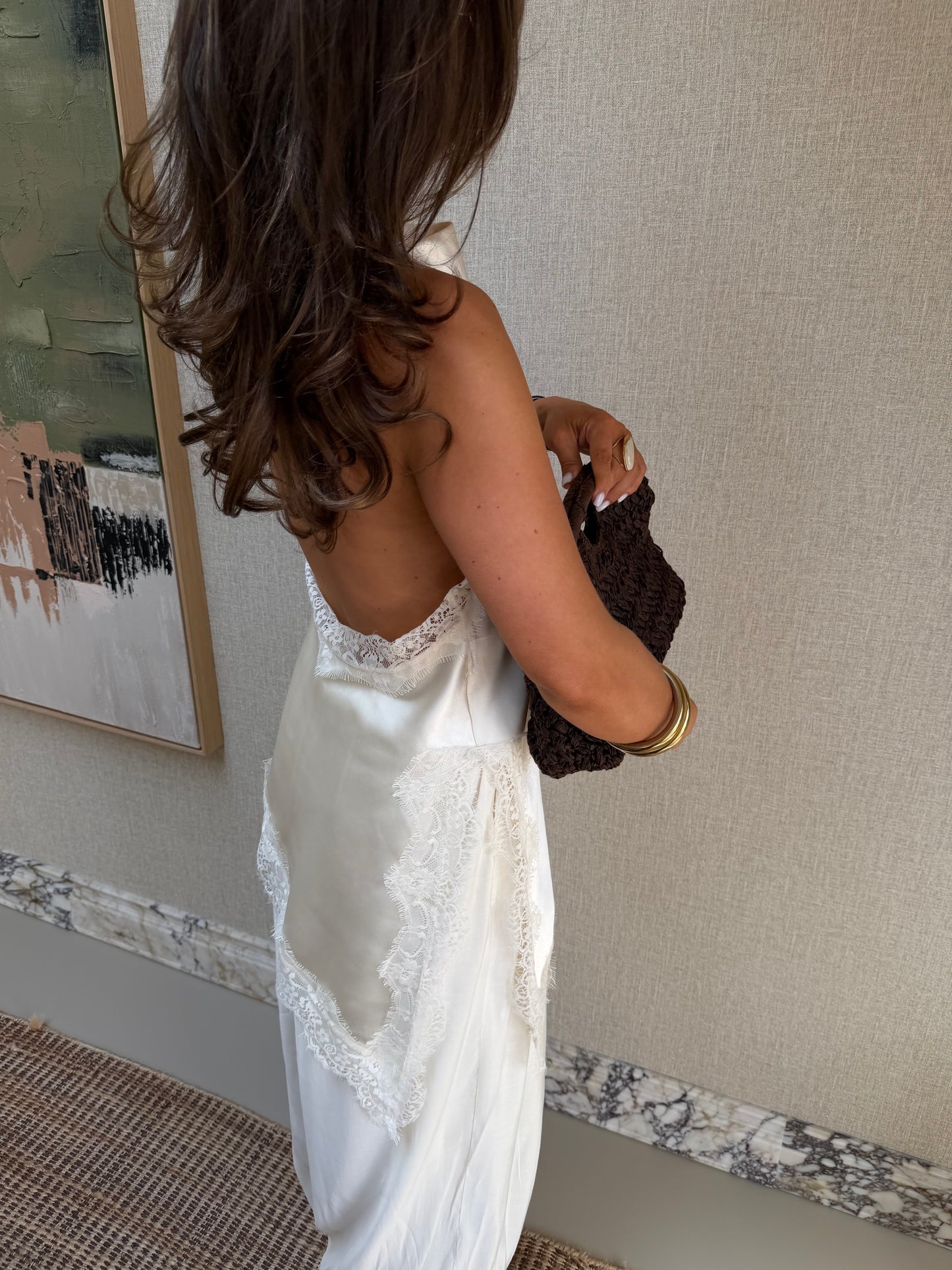 SATIN OPEN BACK TOP - CREME