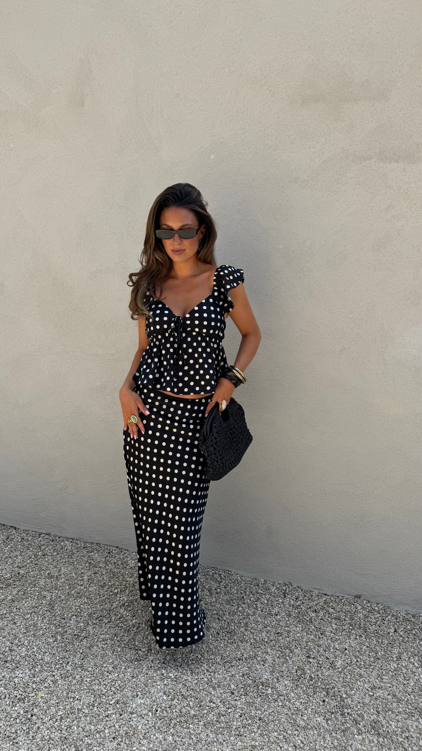 POLKADOT SKIRT - BLACK