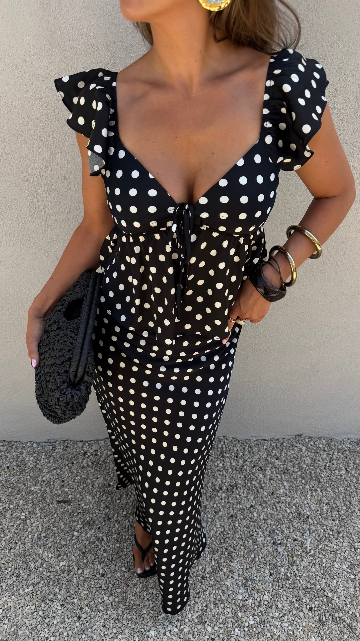 POLKADOT TOP - BLACK
