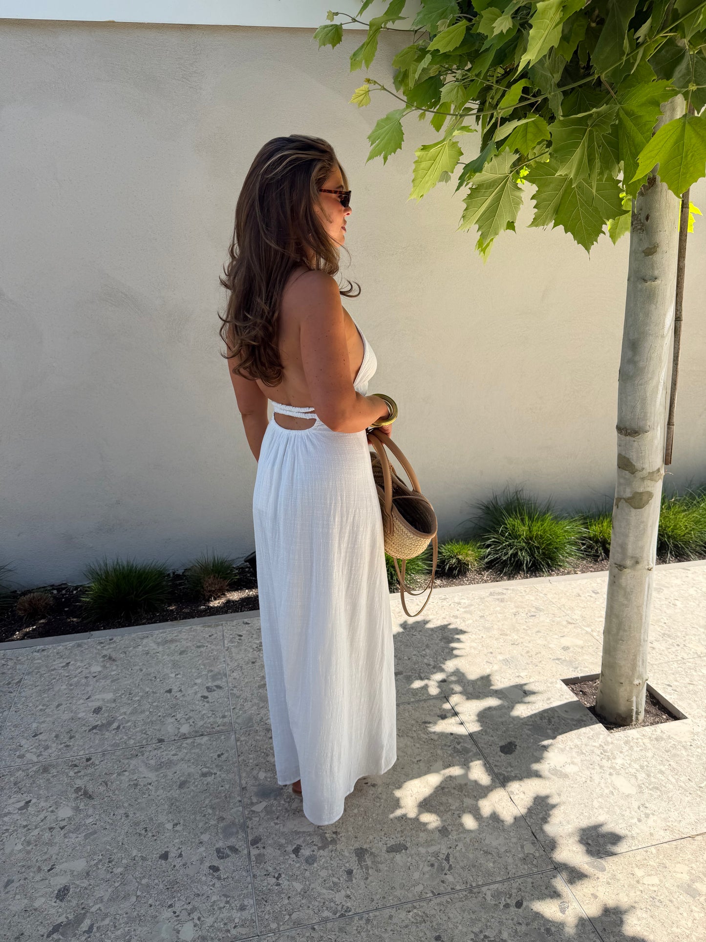 MAXI HALTER DRESS - WHITE