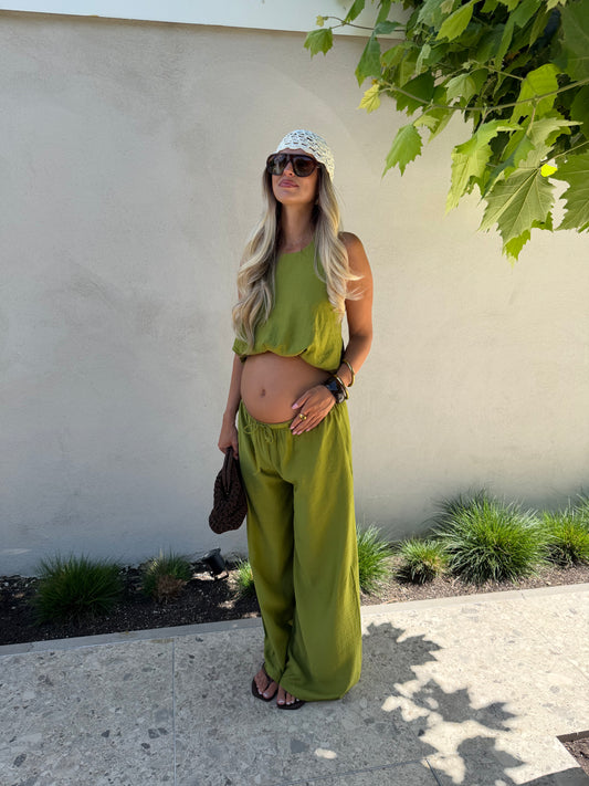 CROPPED CO-ORD SET - GREEN