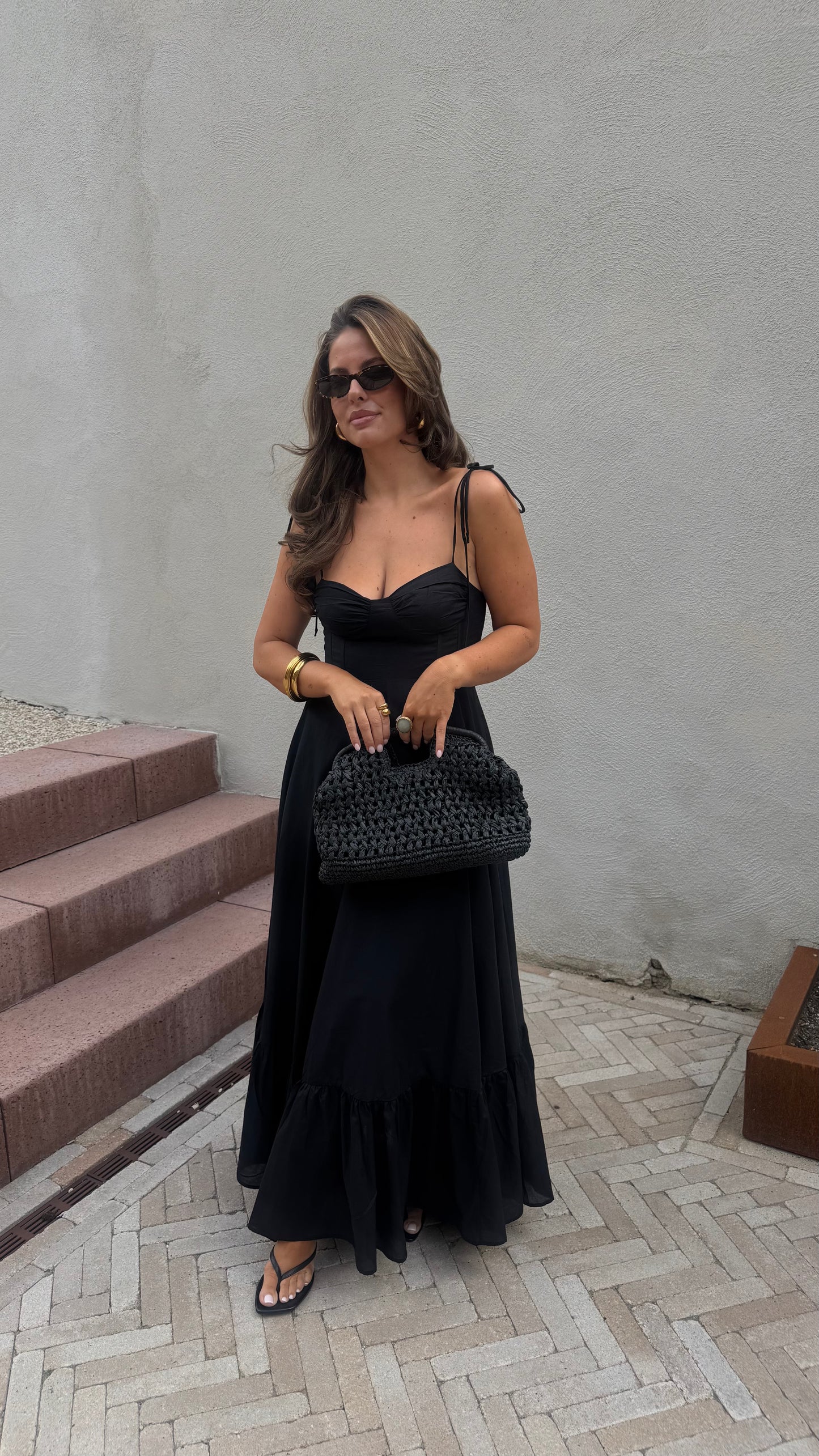 BUSTIER MAXI DRESS - BLACK