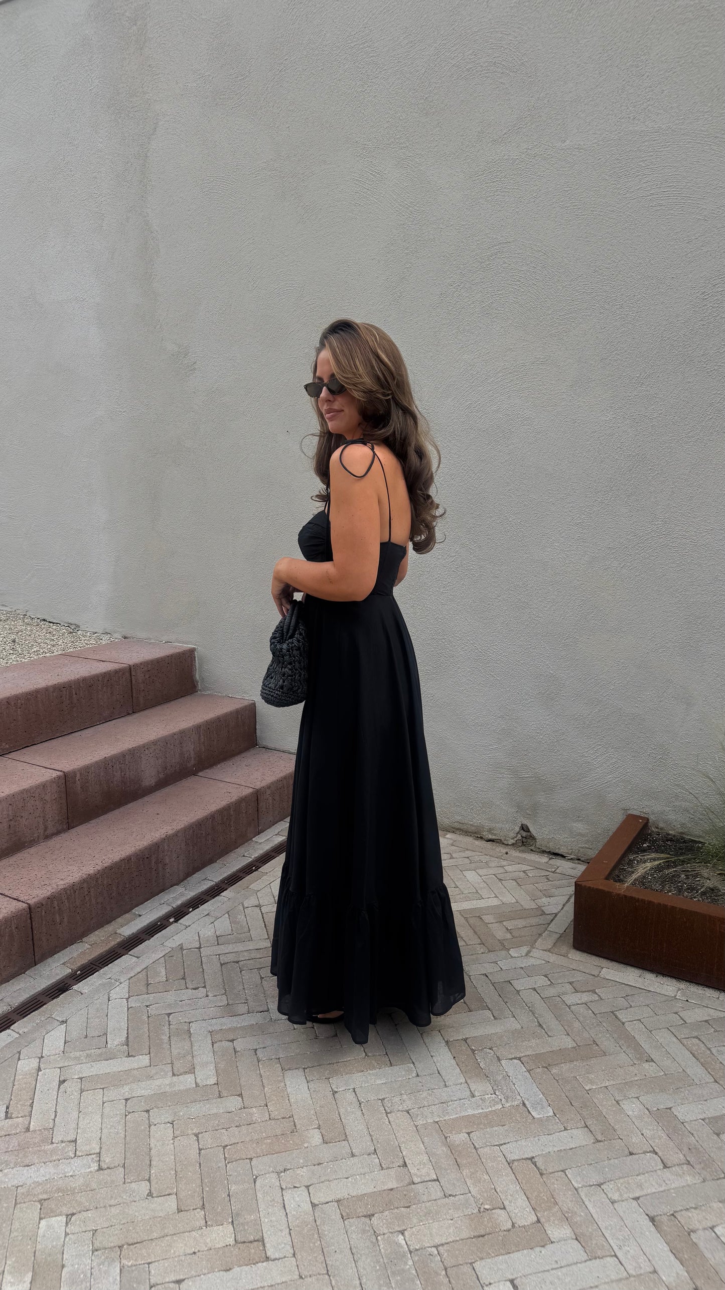 BUSTIER MAXI DRESS - BLACK