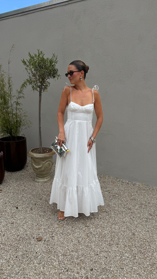 BUSTIER MAXI DRESS - WHITE