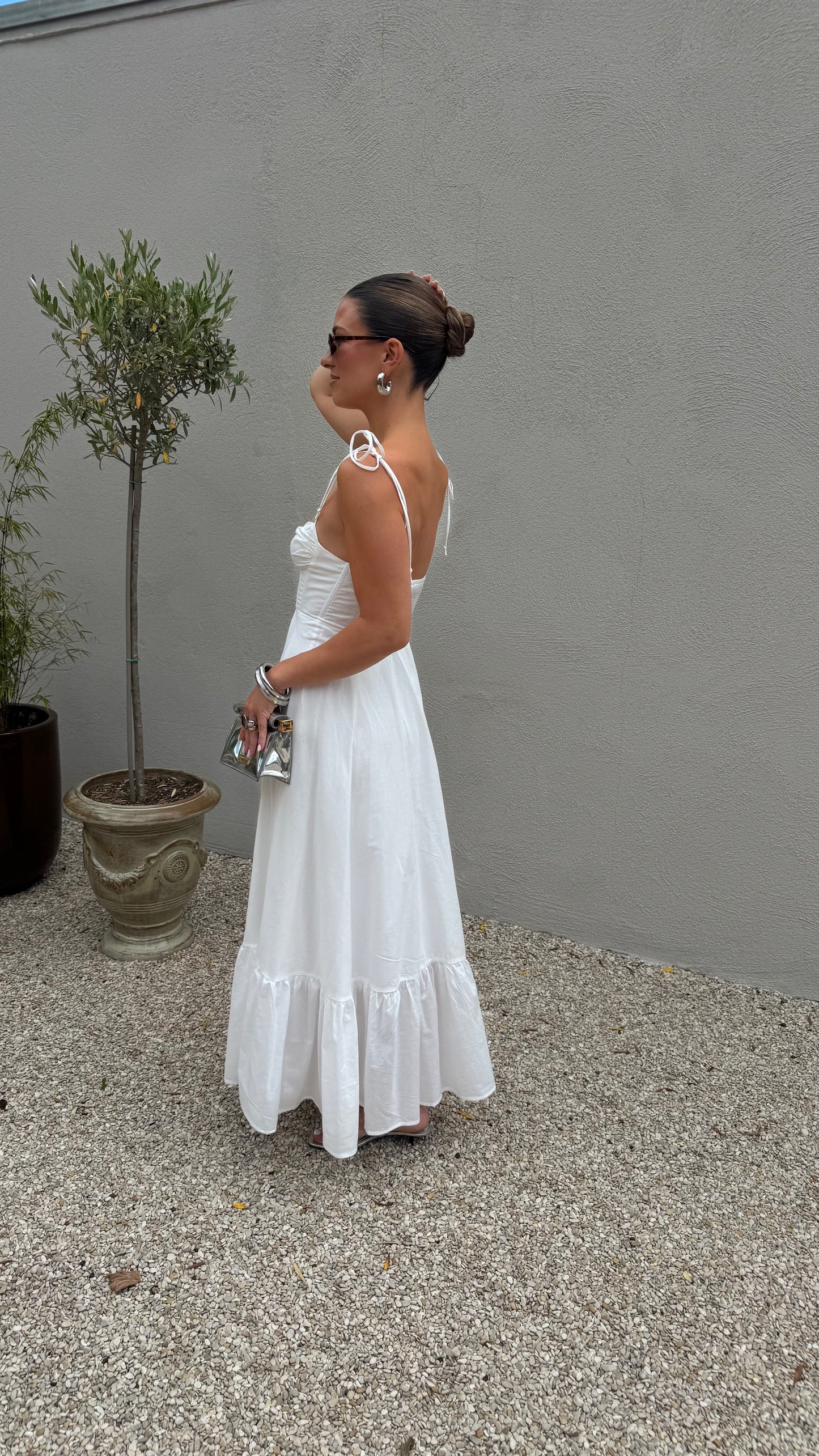 BUSTIER MAXI DRESS - WHITE