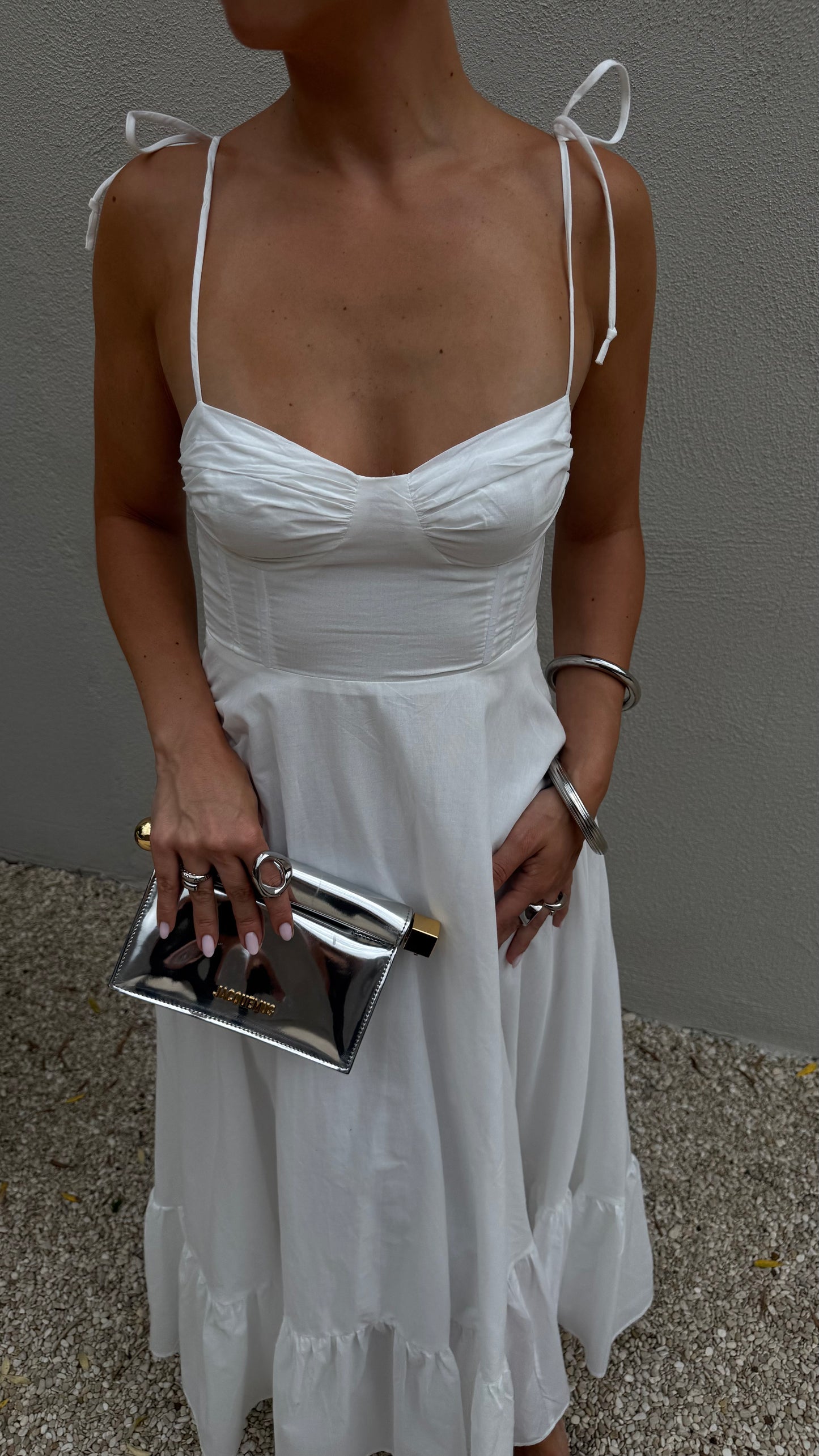 BUSTIER MAXI DRESS - WHITE
