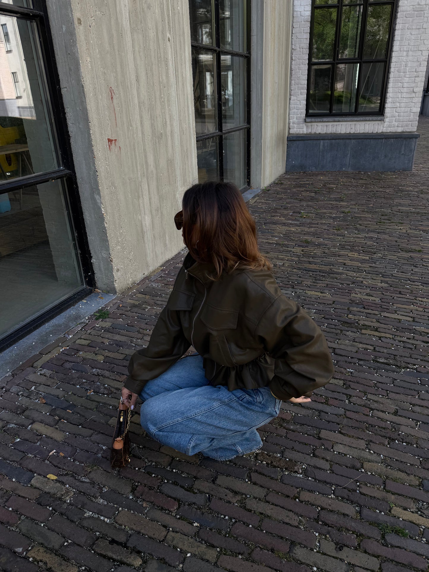 LEATHERLOOK JACKET - GREEN