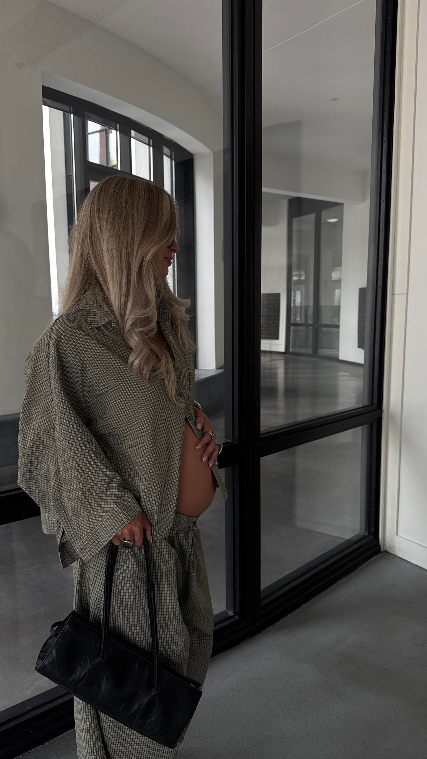 OVERSIZED CHECKERED BLOUSE - GREEN