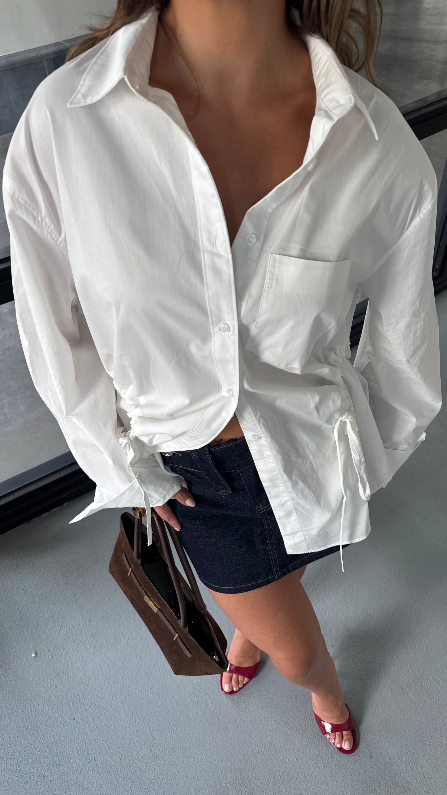 OVERSIZED ASYMMETRIC BLOUSE - WHITE