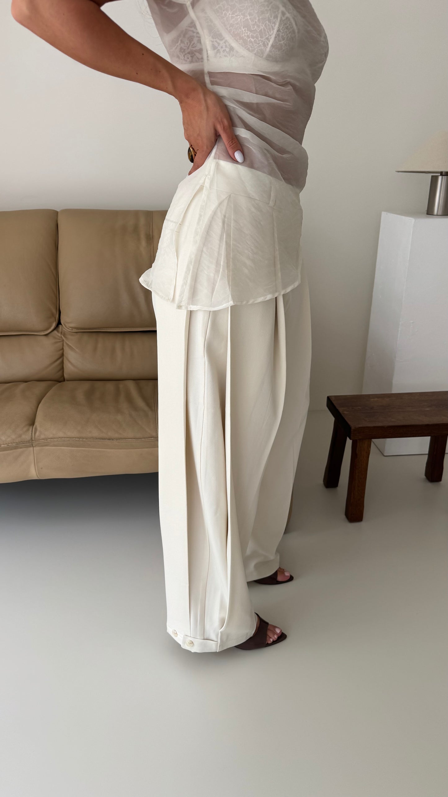 WIDE BALLOON PANTALON - CREME