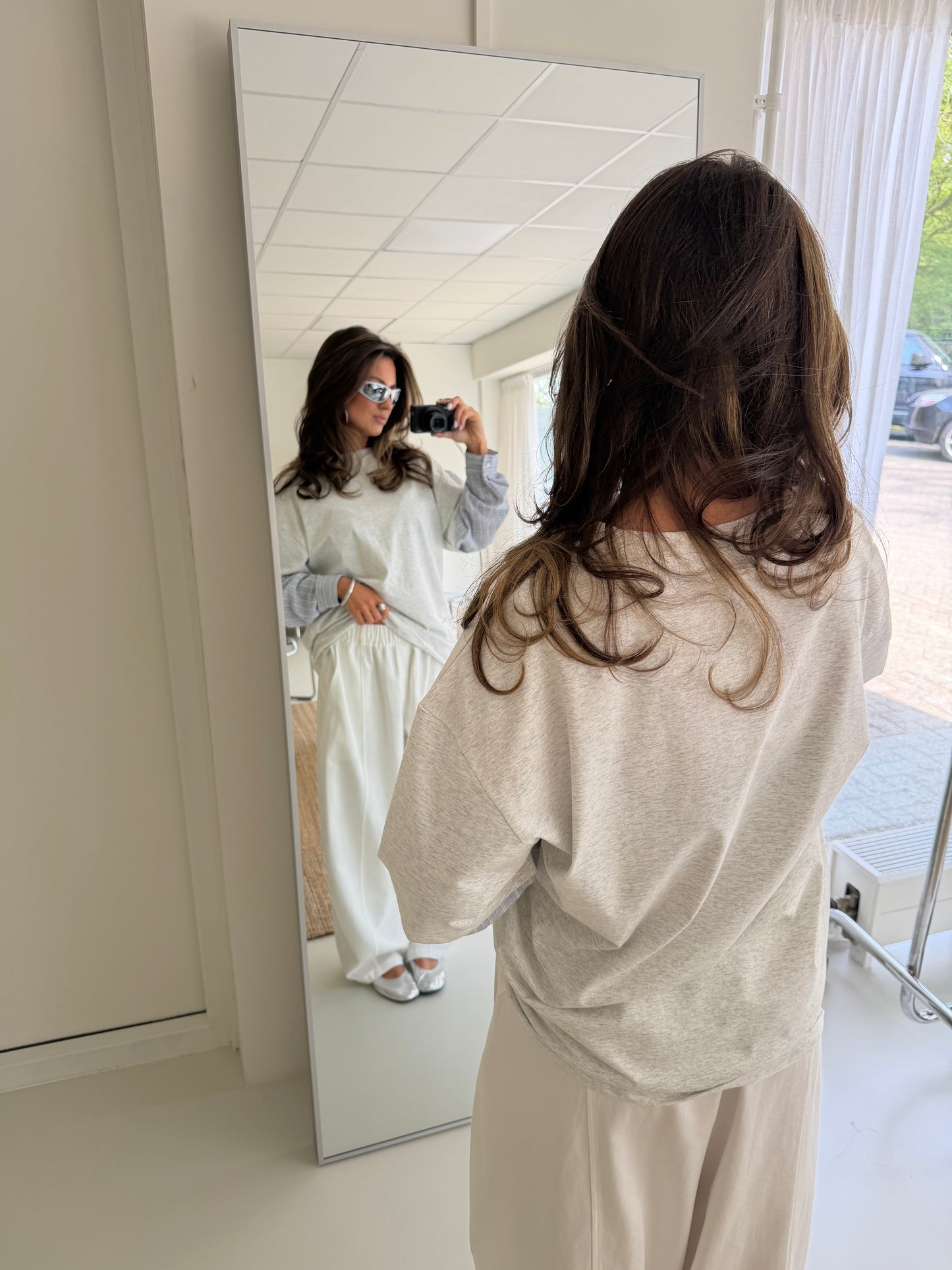 OVERSIZED SHIRT BLOUSE - GREY